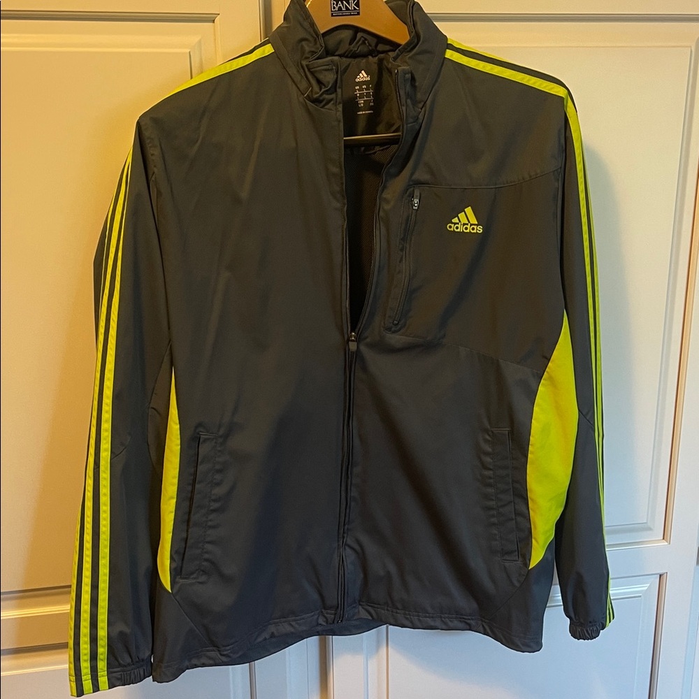 adidas Men’s Black & Neon Yellow Performance Track Jacket